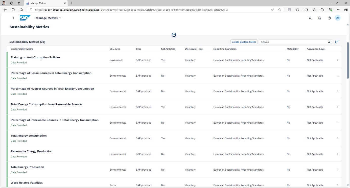 Metrics and KPIs in the SAP SCT Dashboard