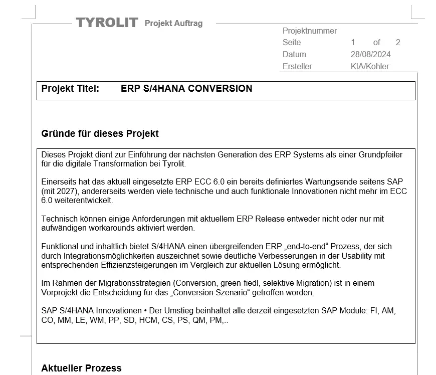 High-level S/4HANA migration project plan as a communication tool for stakeholders