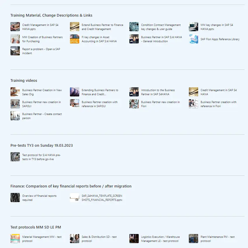 Communication platform on SharePoint for the S/4HANA transformation project