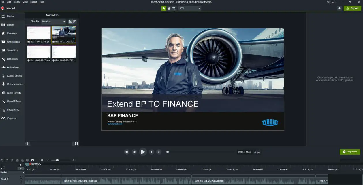 Training video on the SAP Business Partner created with Camtasia