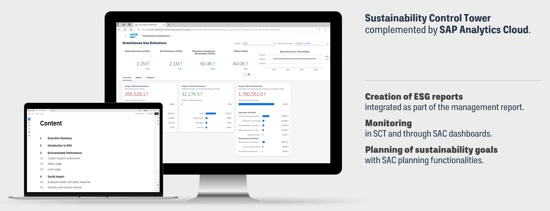 Reporting and KPI monitoring in the SAP Sustainability Control Tower