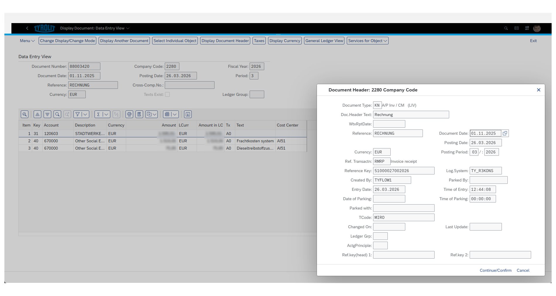Tycom Flow KI-Analyse – semantische Auswertung einer Kundenbestellung mit Felderkennung und Stammdatenabgleich